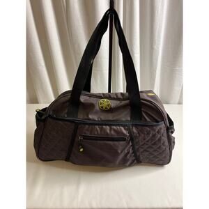Gaiam Metro Gym Bag Brown Quilted Yoga Workout Duffel Tote Multiple Pockets